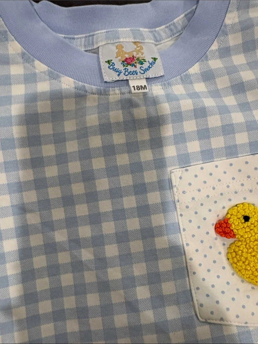 Light Blue Gingham Duck Pocket Top & White Bloomer Set - Kids